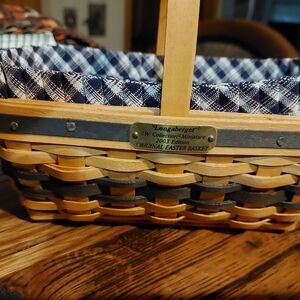 Longaberger Woven Basket with Blue Plaid Lining
